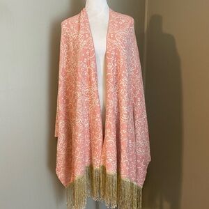 Melissa McCarthy Seven7 Pink and Gold Knit Shawl
